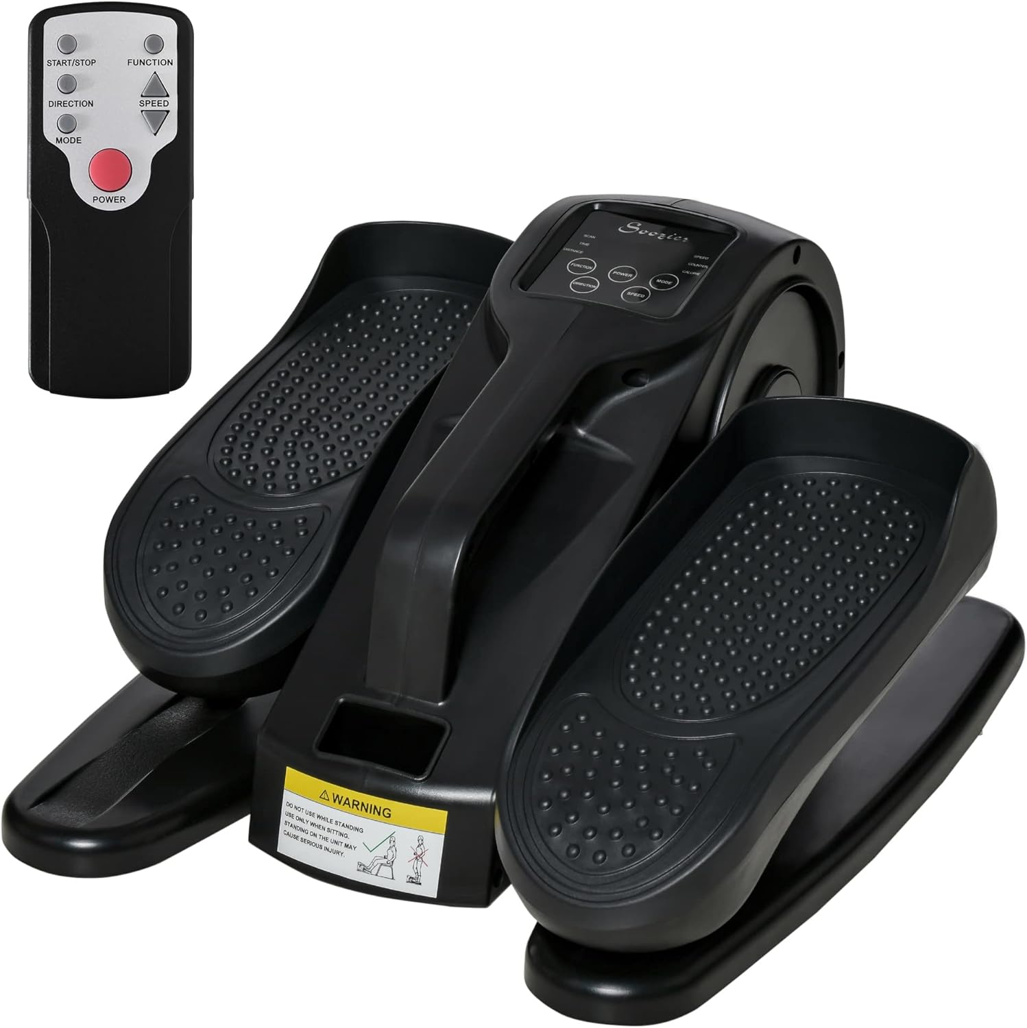 Soozier Powered Foot Pedal Exerciser, Seated Under Desk Bike Elliptical Machine, Mini Rehabilitation Bike w/Adjustable Speed, Remote & LCD Display for Home & Office