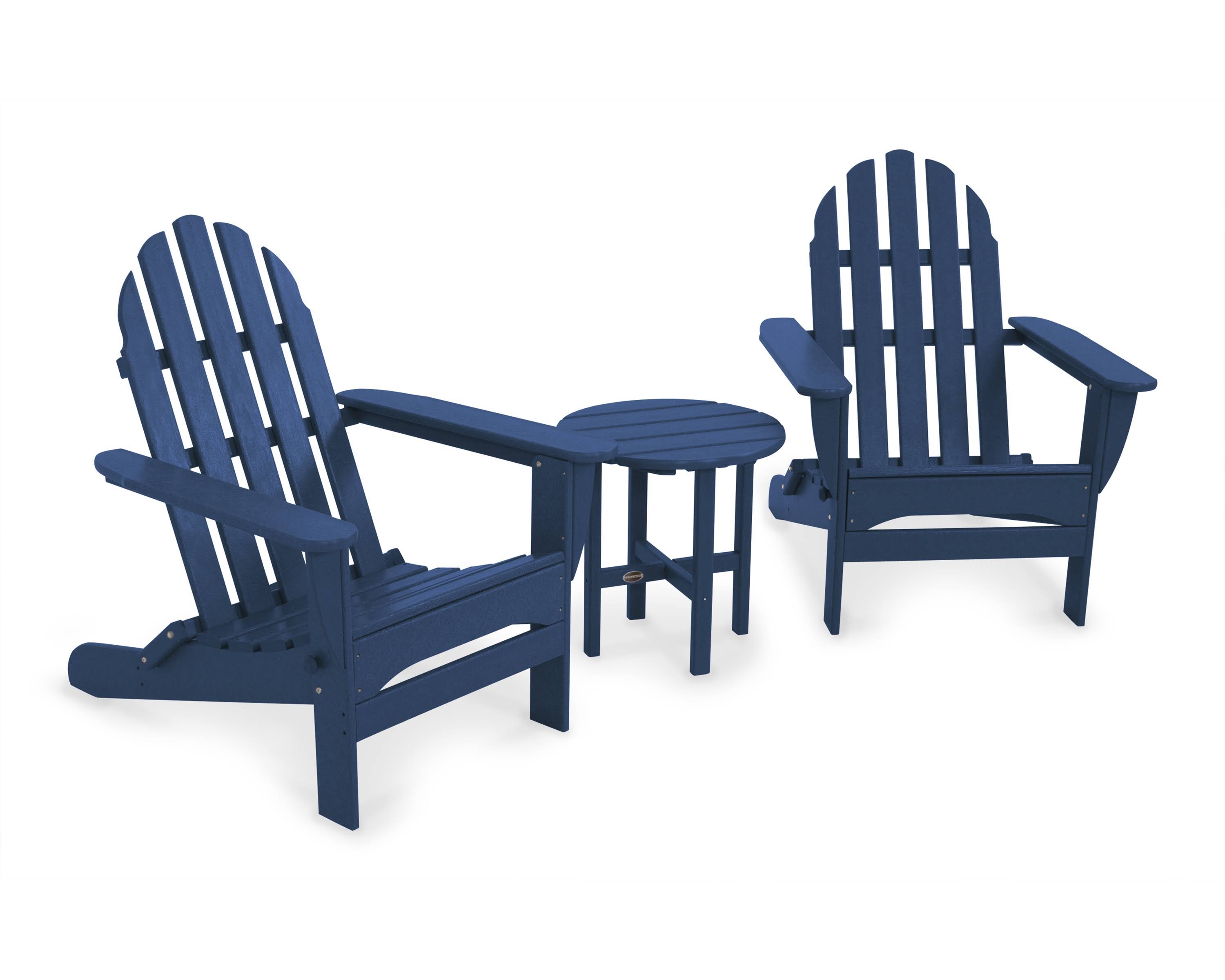POLYWOOD Classic Folding Adirondack 3-Piece Set - Navy