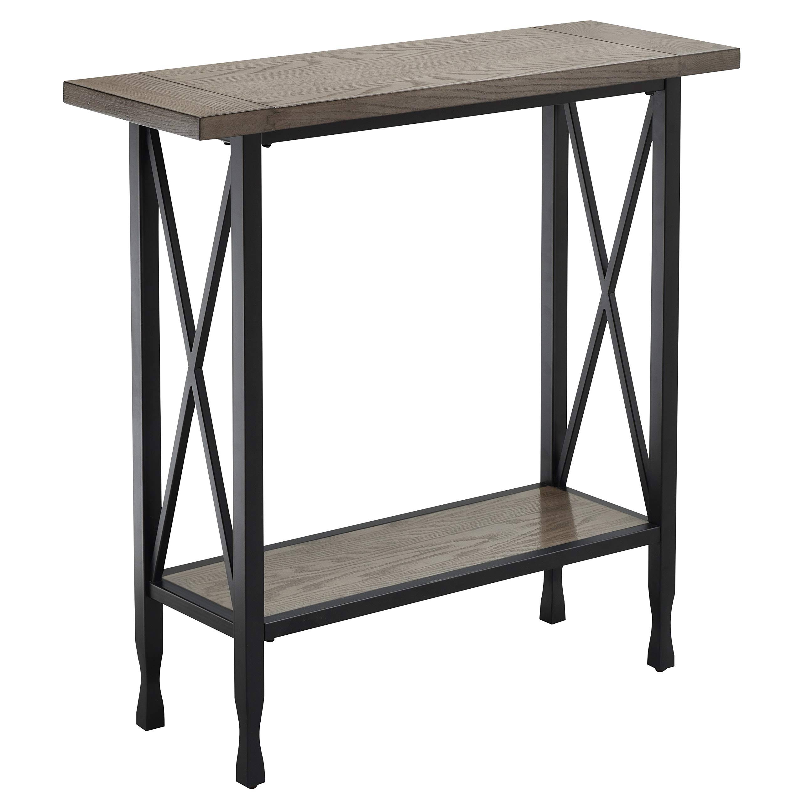 Gray/Matte Black x Design Mixed Wood and Metal Hall Console - Leick Home 23032