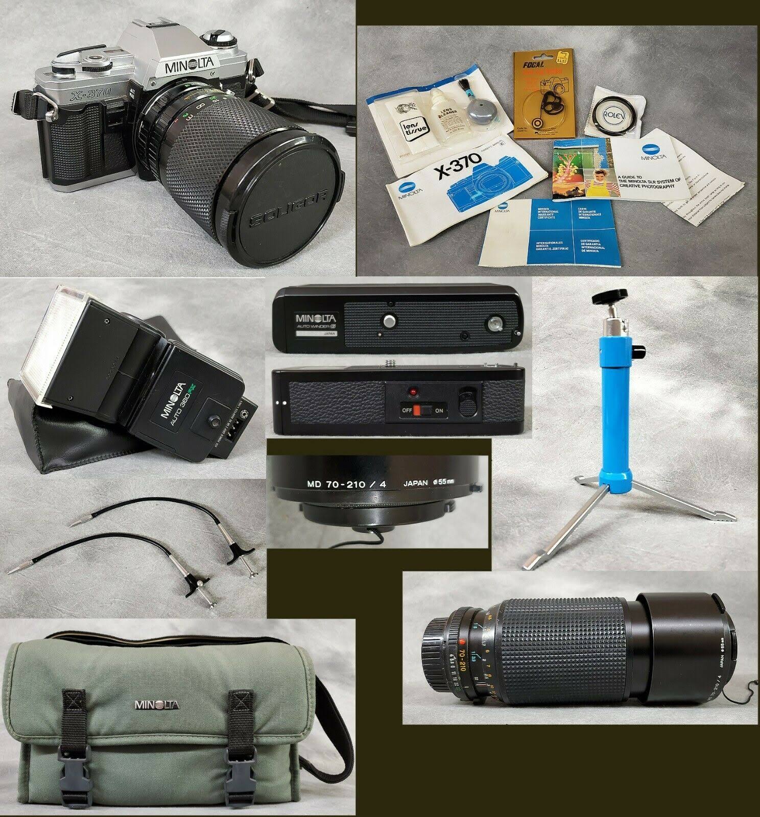 Minolta X-370 35mm SLR Film Camera - Black with 50mm 1.7 Lens