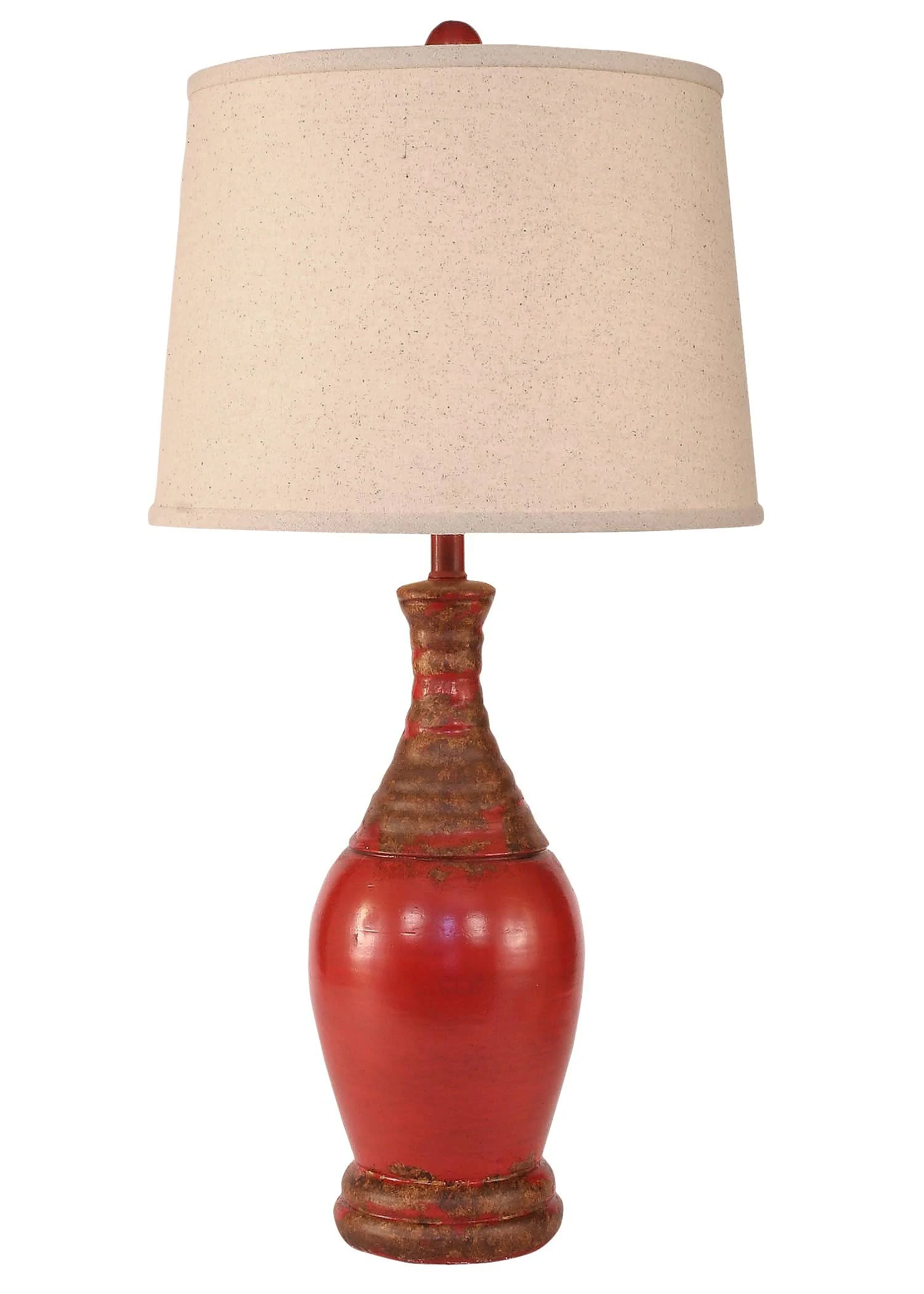 Coast Lamp Manufacturer 14 C11D Aged Brick Red Ribbed Tear Drop Table Lamp 30 in