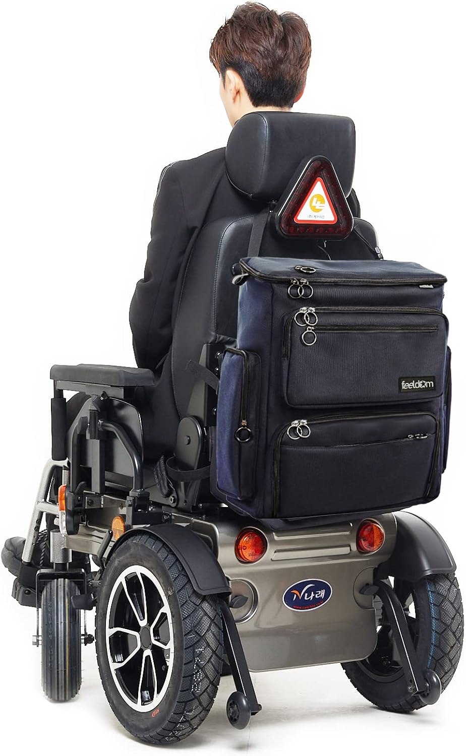 FEELDOM Wheelchair Bag, Fits Scooter, MAX - Large, Dark Navy - Water Resistant, 50+ Liter Storage Space, Durable, Premium Quality, Mobility Gear, Modern Chic Design, EZ Access