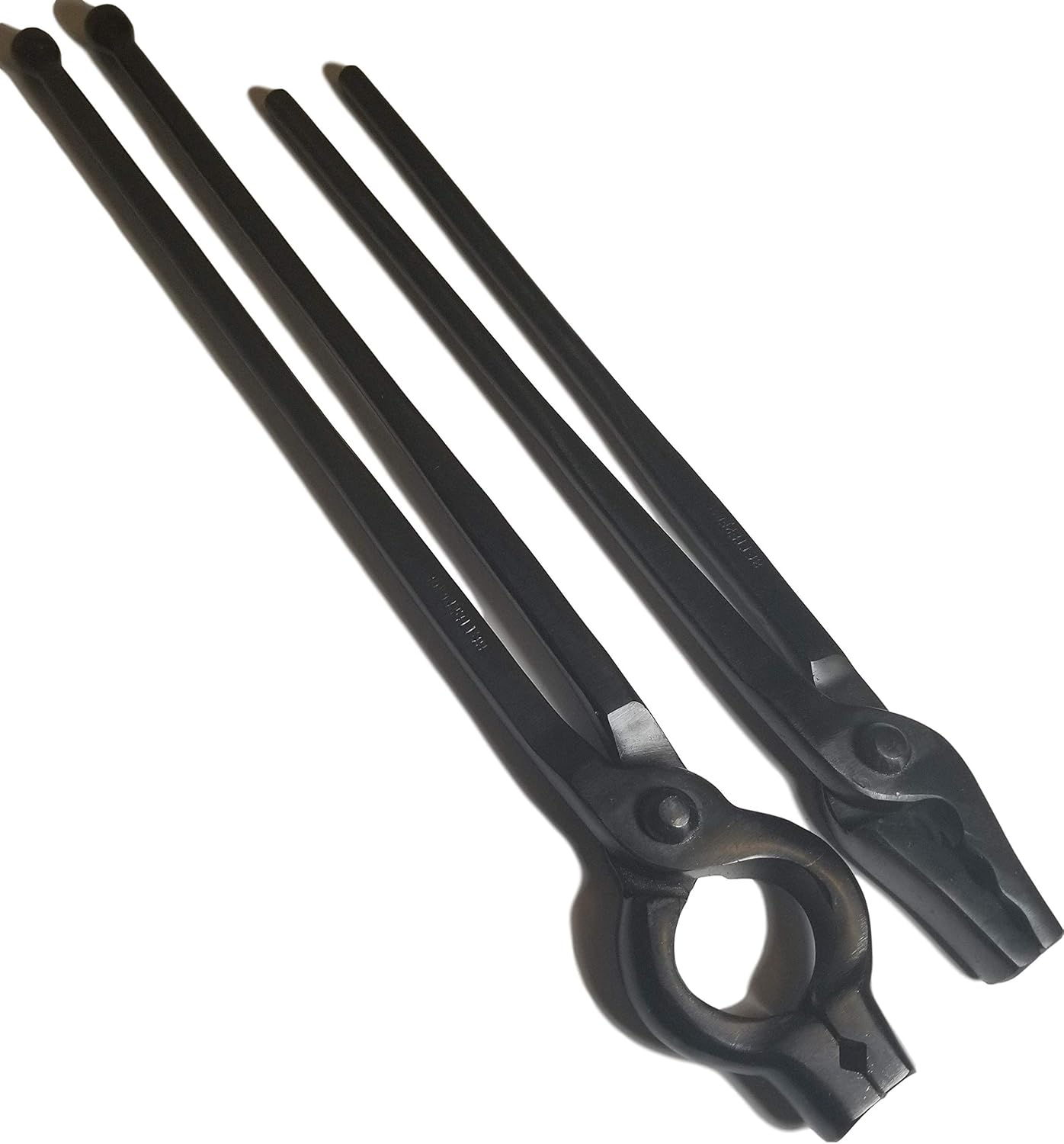 BetterForge Blacksmith Tongs Set - Starter Kit - Wolf Jaw Plus V-bit Tongs (Medium, Black)