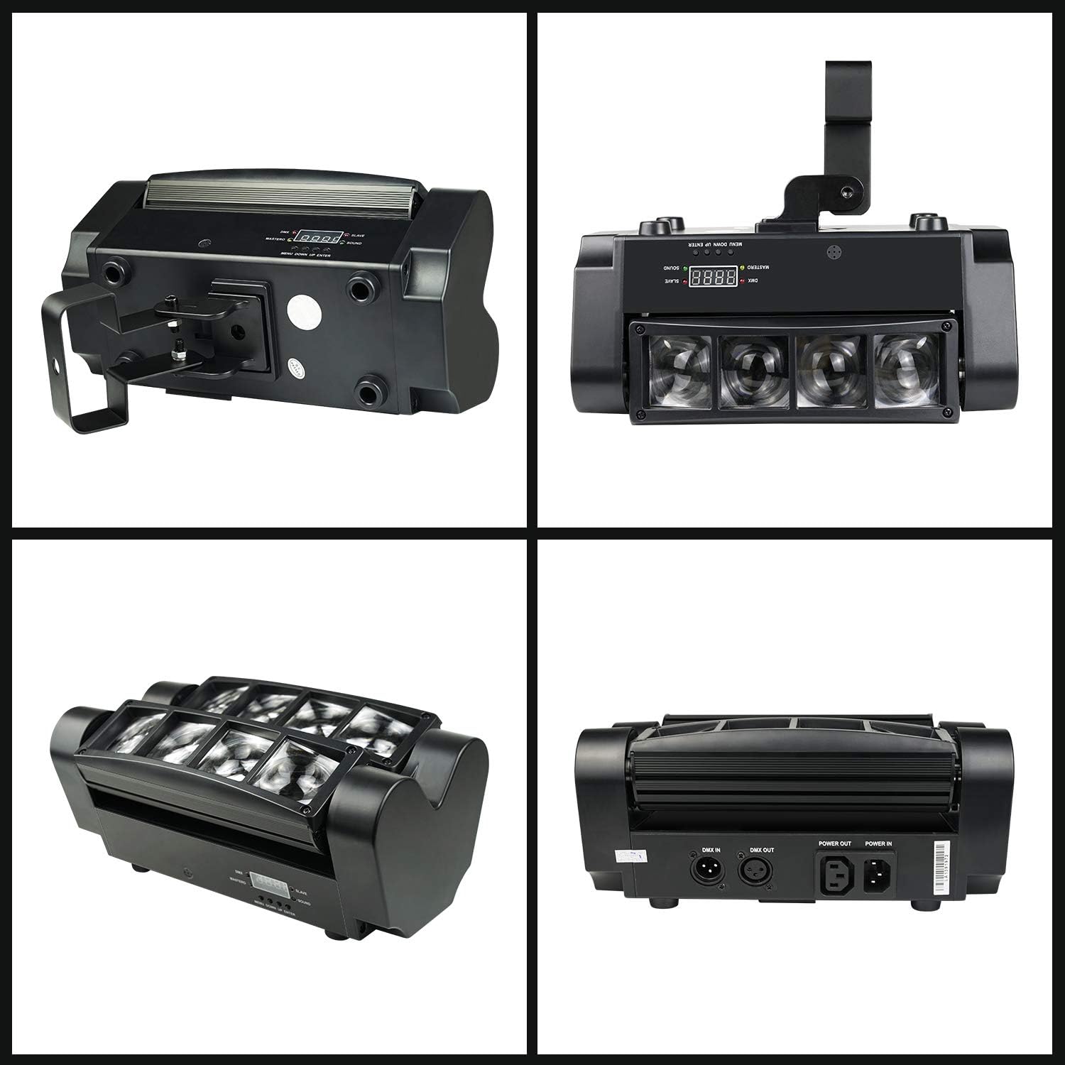 DJ Lights, 8 x 3W LED Stage Lights RGBW, Sound Activated/DMX Lighting, Moving Head Lights for Church, Event, Concert, Party, Club Lighting Pack of 2