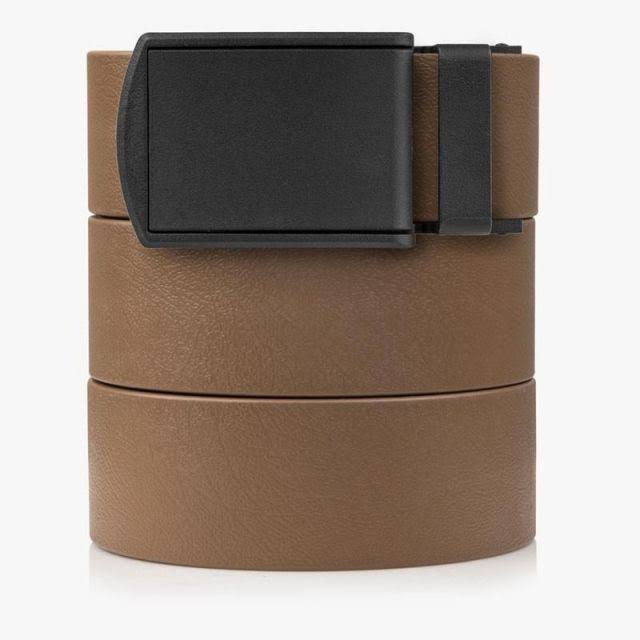 SlideBelts Belts Survival Belt Brown Strap-Matte Black Buckle 55in Long 1.5in Wide