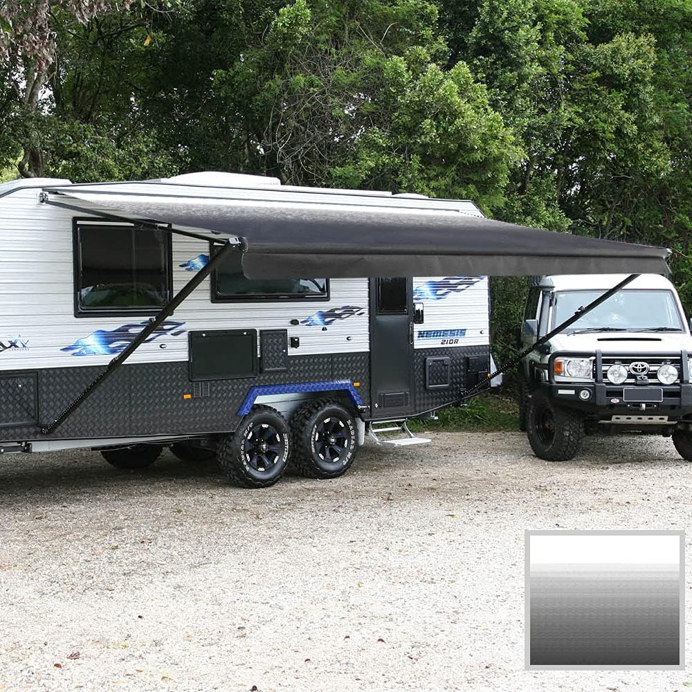 Suncode RV Awning Premium Grade Vinyl Canopy Replacement Waterpoof 10 Feet Camper Awning Replacement Shade Screen Ocean Blue