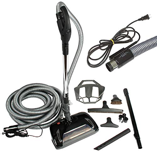 Central Vacuum Power Brush Cleaning Set for High Density Ultra Soft Carpet Featuring a Cen-Tec Response II CT-25 Power Nozzle, 35-Foot Pigtail Corded Hose, Tool Set.