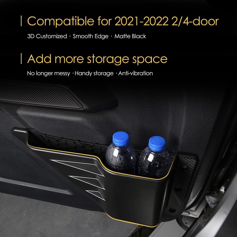 Sai Nee Art Door Pocket Compatible for Bronco (2021-2022) 2/4-Door Front Door Storage Pocket Side Organizer Box Interior Accessory Black 2PCS