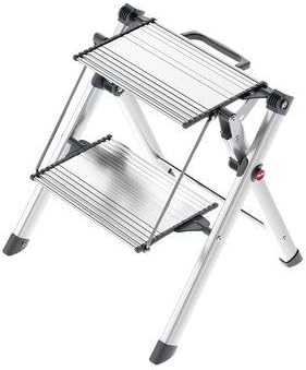 2 Steps Stool by Hafele with Handle, 330 lbs Load Capacity, Heavy Duty, Folding, Silver/Black
