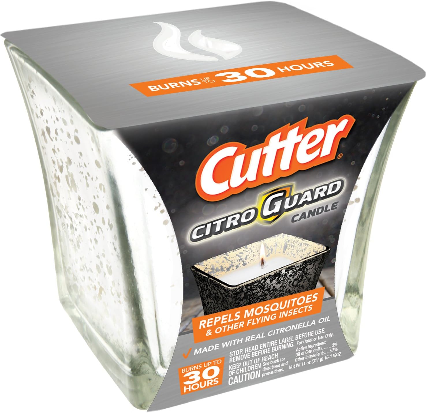 Cutter Citro Guard Candle, Mercury Glass, 11-Ounce, 6-Pack Pack of 2