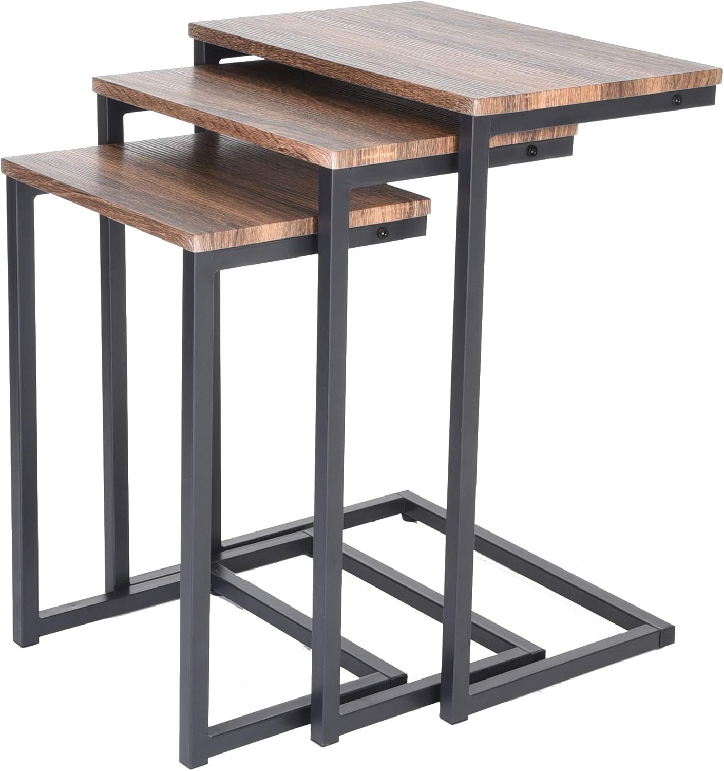 Zenvida Nesting Side/End Tables Set of 3 Modern Rustic Stacking Accent Furniture