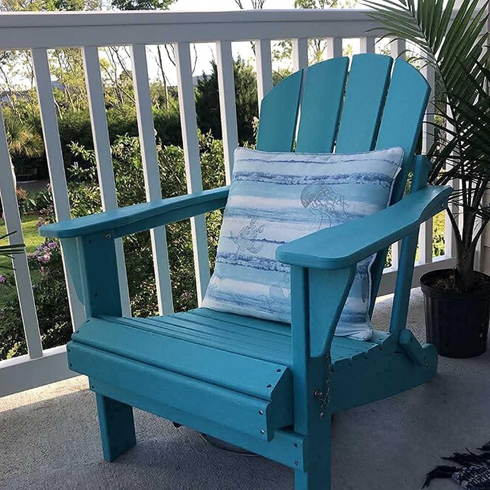 POLYDUN Folding Adirondack Chair, HDPE Outdoor Weather Resistant Plastic Lounge Beach Chairs for Pool Patio Deck Garden, Backyard and Lawn Furniture(Weathered Wood)