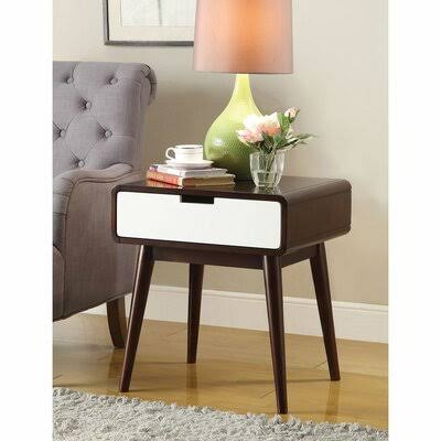 Acme Christa End Table in Espresso u0026 White 82852 Corrigan Studio