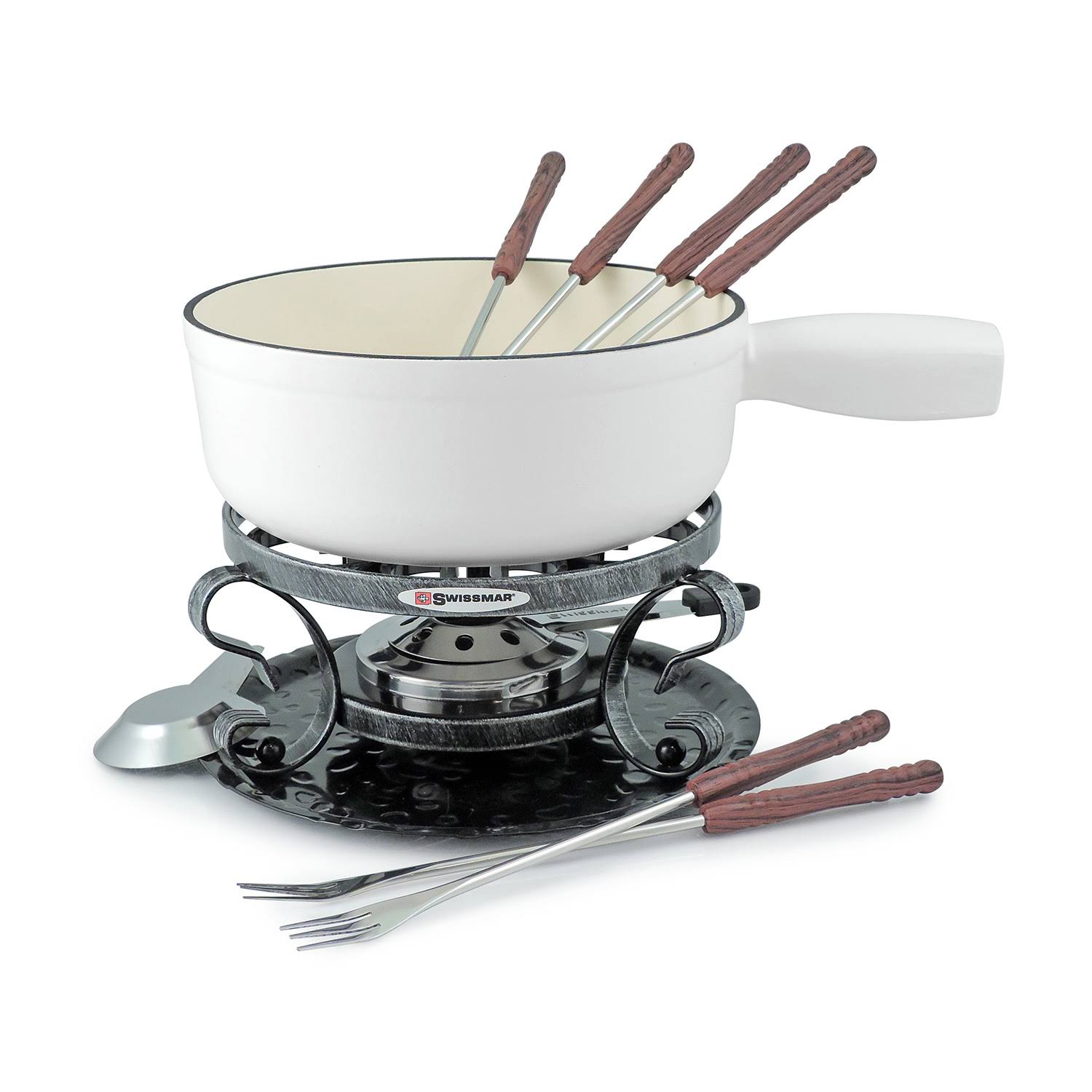 Swissmar Lugano 9 Piece Black Cheese Fondue Set
