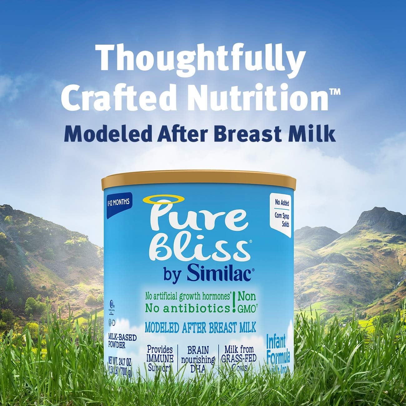 Pure Bliss by Similac Infant Formula, Modeled After Breast Milk, Non-GMO Baby Formula, 24.7 ounces, 6 count