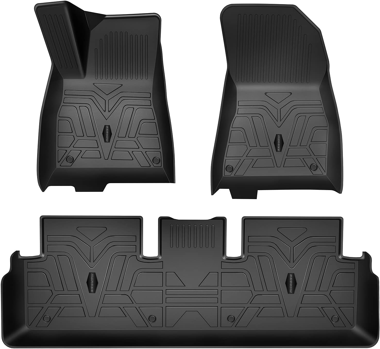 MIROZO Floor Mats Compatible for 2017-2022 Tesla Model 3, TPE All Weather Protection Anti-Slip Waterproof Front & 2nd Row Seat Floor Mats Full Set Liners, Black