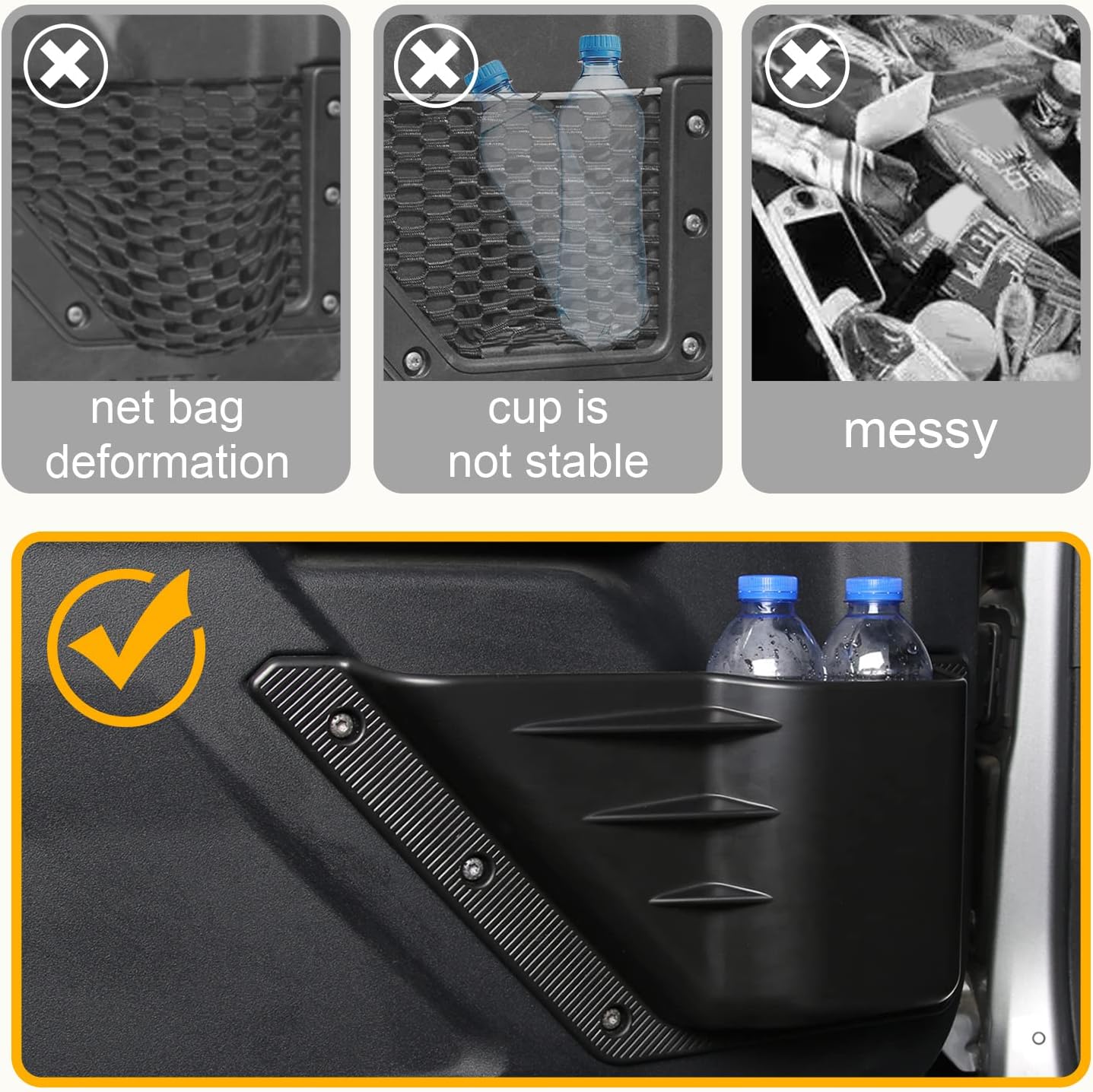 Erivis Fits for Ford Bronco Accessories 2021 2022 Front Door Storage Pocket Door Side Organizer Box for 2/4-Door Bronco