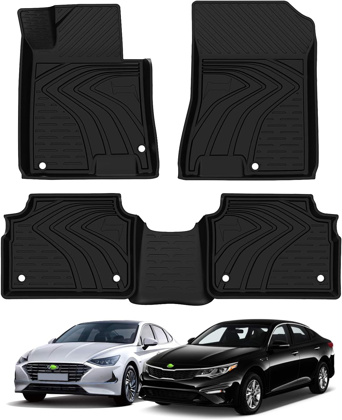 KUST Floor Mats for KIA K5 2021 2022 (Only FWD Models)/2020 2021 2022 Hyundai Sonata Accessories All Weather Car Mats Heavy Duty Rubber Custom Fit Floor Mat Liners Black TPE