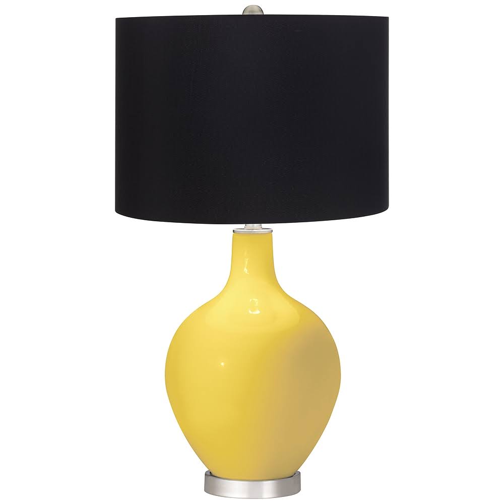 Color + Plus Lemon Zest Yellow Ovo Table Lamp with Black Shade