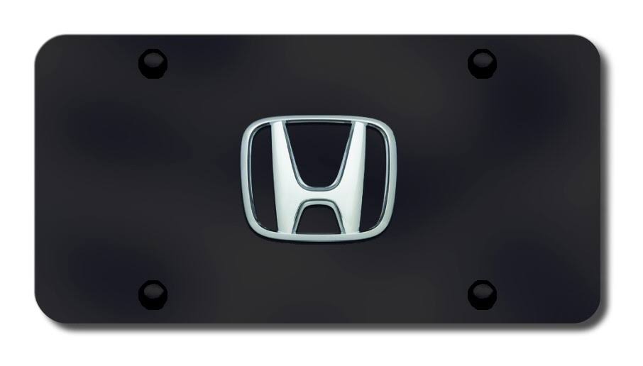 Au-tomotive Gold HON.CB Honda Logo Chrome on Black License Plate