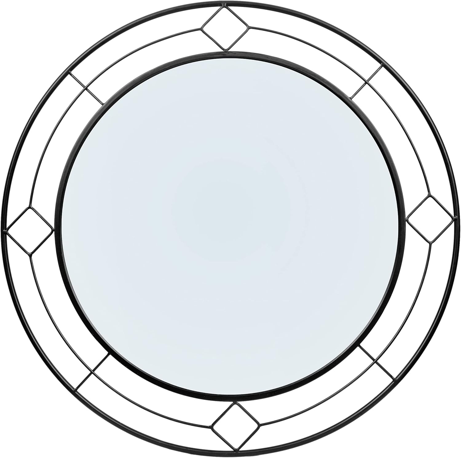 Modern Black Round Wall Mirror for Home D&eacute;cor with Circle Metal Ring Frame for Bathroom Living Room Entryway(24 inches)-by NULIPING