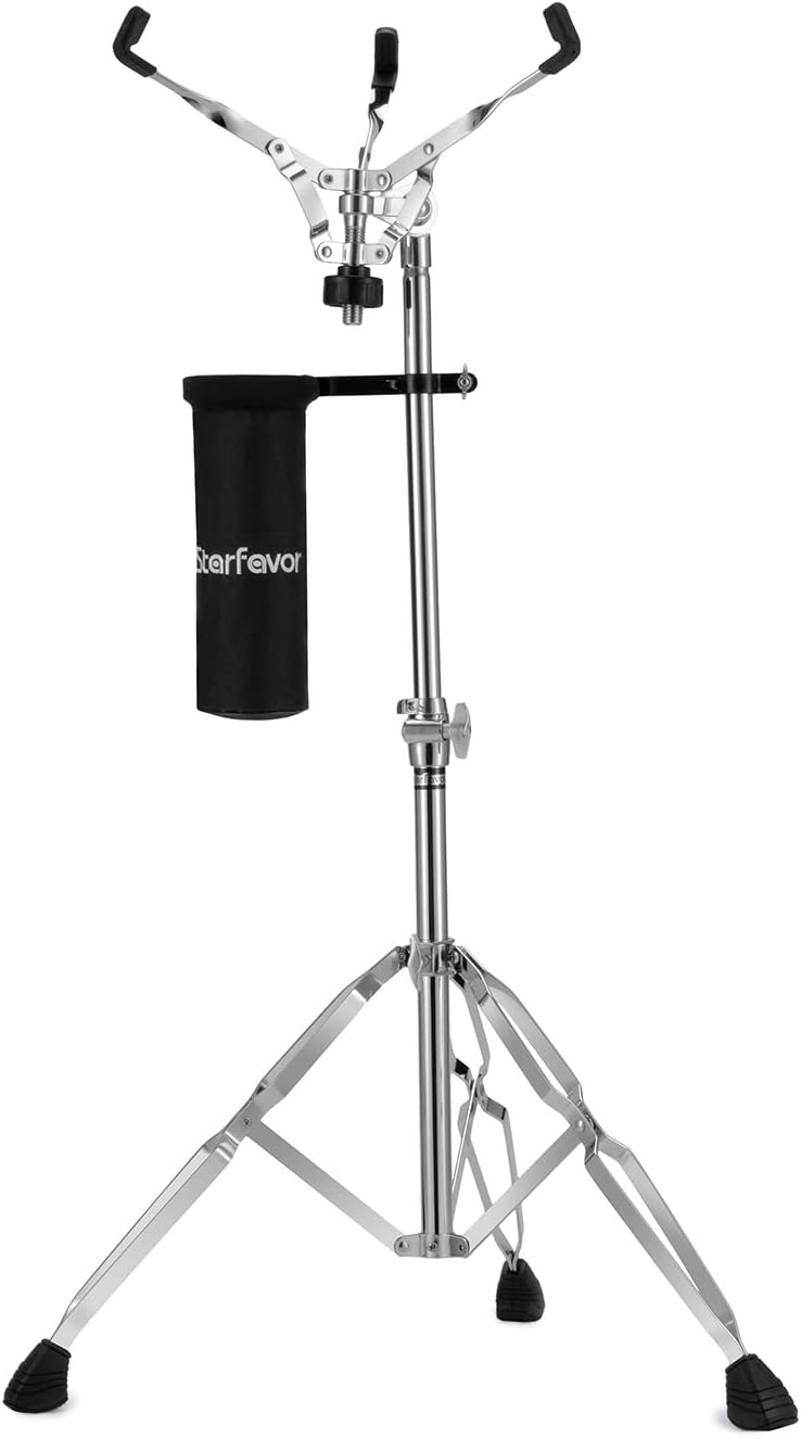 Concert Snare Drum Stand with Drum Sticks Holder, Starfavor Double Braced Adjustable Extended Height 25