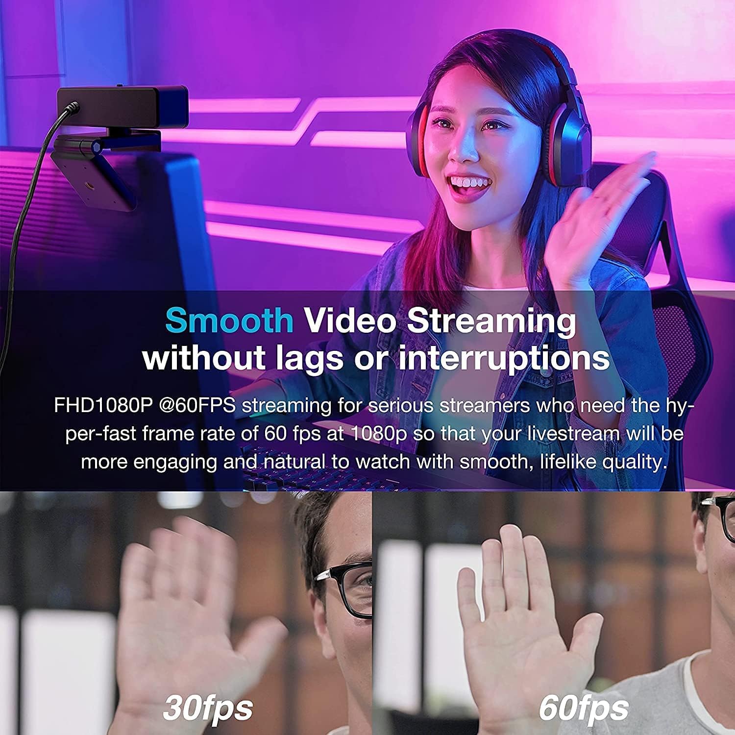 Nuroum 2K Business Webcam, 1080P/60fps, 1440P/30fps, Dual Microphone with Privacy Cover, Wide-Angle USB FHD Web Computer Camera, Plug and Play, for Zoom/Skype/Teams/Webex, Laptop MAC PC Desktop