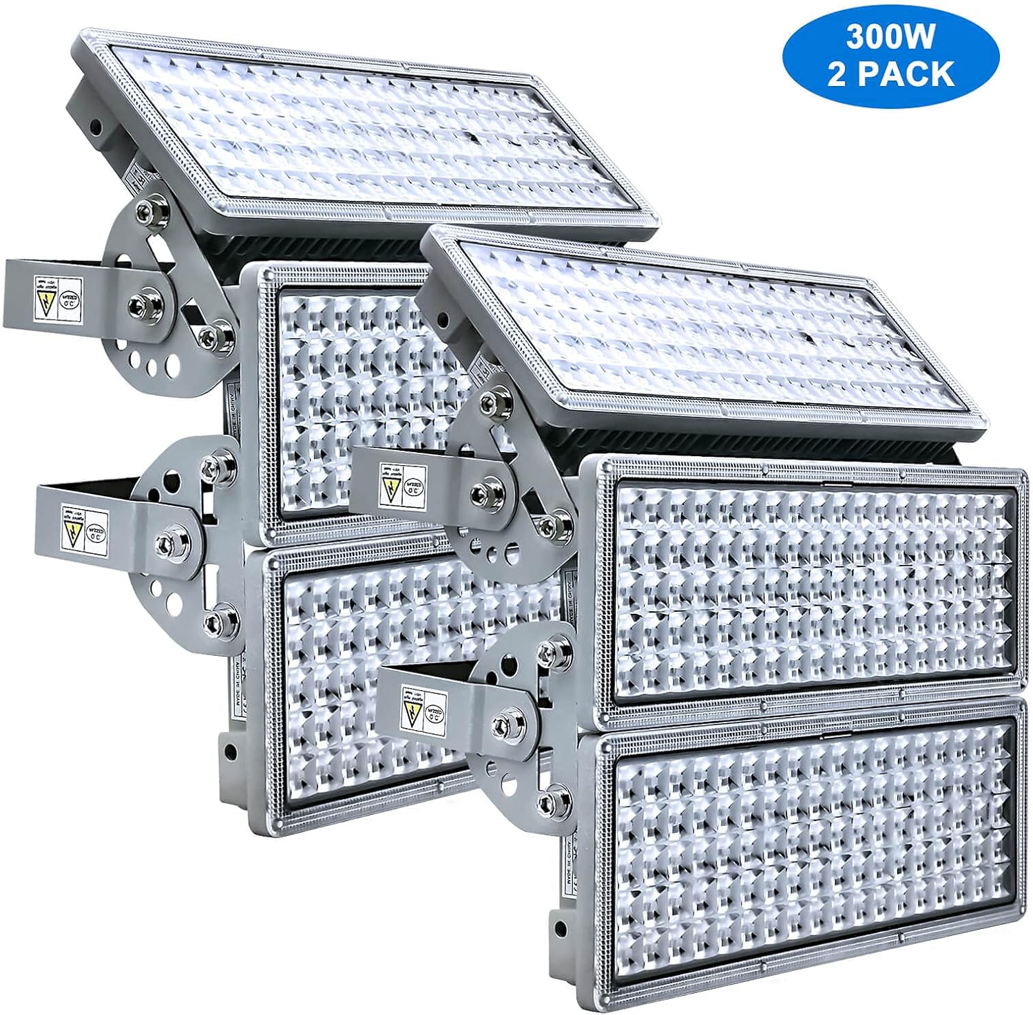 Kekeou 600W Flood Light Outdoor LED 300W Stadium Light 2 Pack Super Bright Stadium Lighting 6500K IP67 Outdoor Basketball Lighting for Playground Lawn
