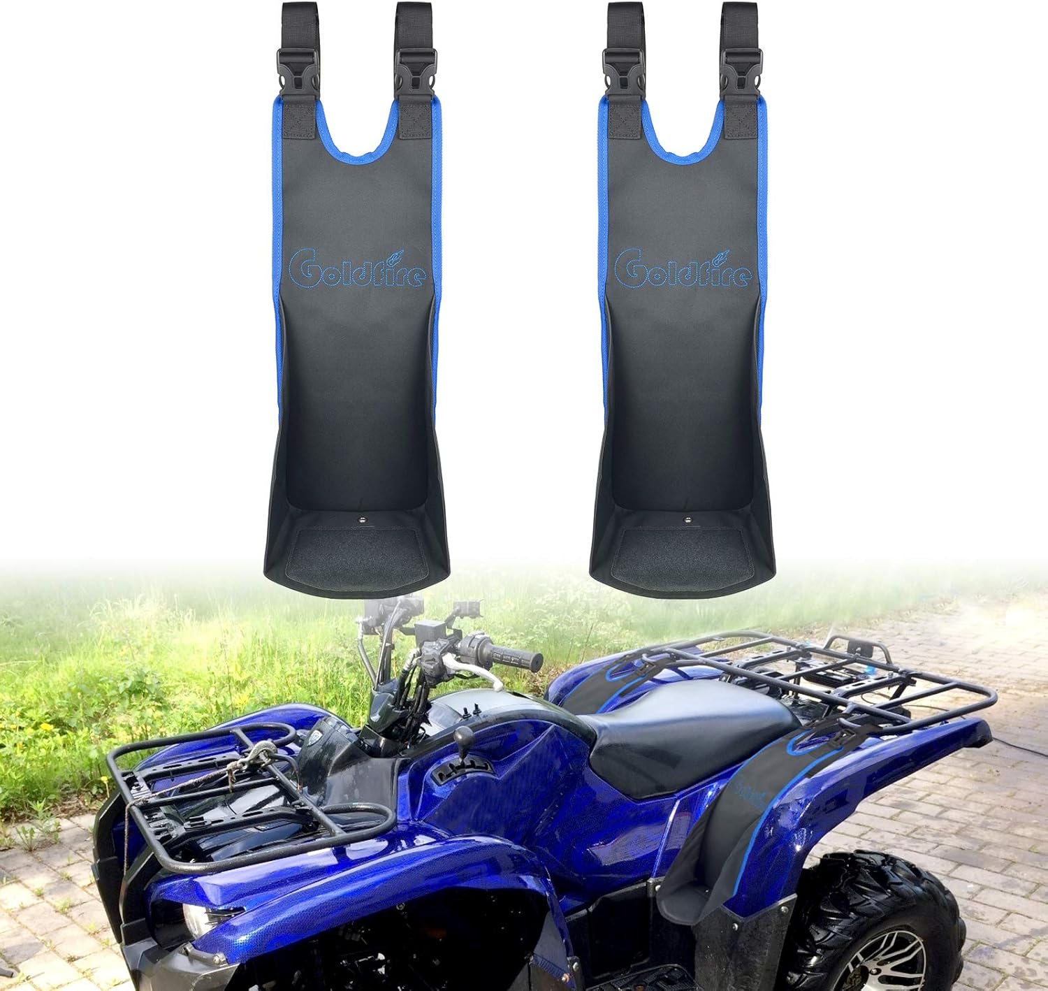 Goldfire ATV 4 Wheeler Accessories, 2 Pcs ATV Rear Passenger Foot Rest ATV Rear Seat Pegs Universal Adjustable Foldable Heavy Duty Foot Pegs Fits for Polaris Sportsman H-onda Foreman (Red Piping)