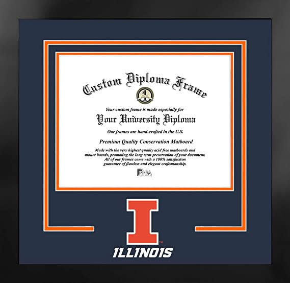 Campus Images IL976NBSD-1185 11 x 8.5 in. University of Illinois Fighting Illini Spirit Diploma Nova Frame Black