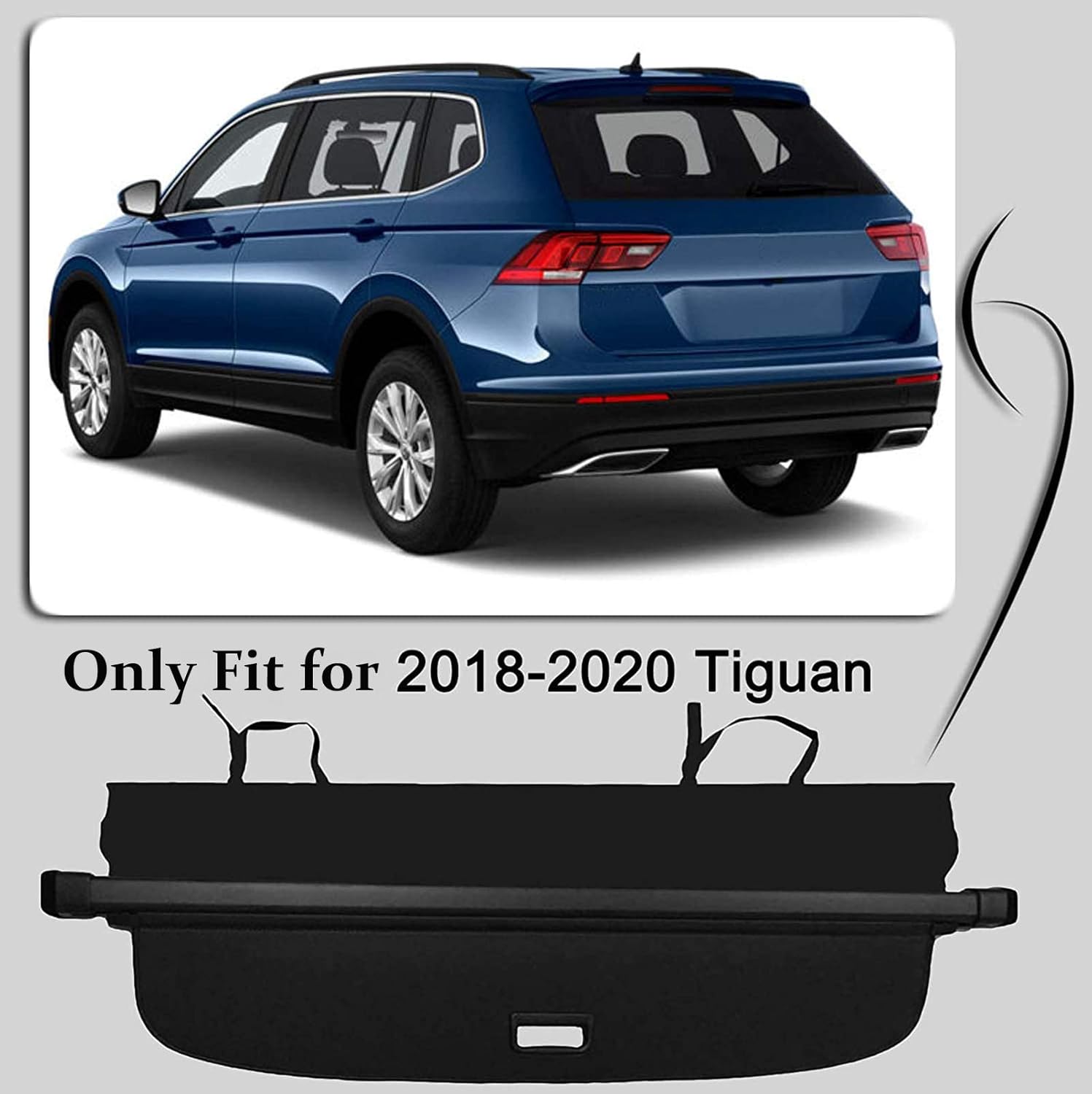 kaungka Cargo Cover for VW Volkswagen Tiguan 2018-2020 Black Trunk Shielding Shade Upgraded Version:There is no Gap Between The Back Seats and The Cover (Black)