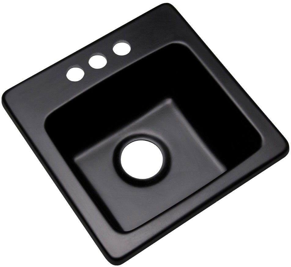 Westminster Black Granite Composite 16 in. 3-Hole Dual Mount Bar Sink