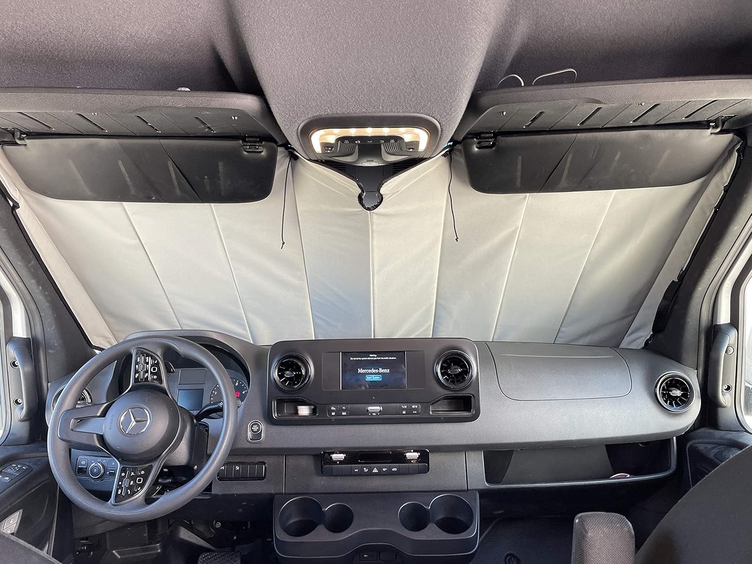 VanEssential Mercedes-Benz 2007-Current Sprinter Van Insulated Blackout Windshield Cover - Olive Gray