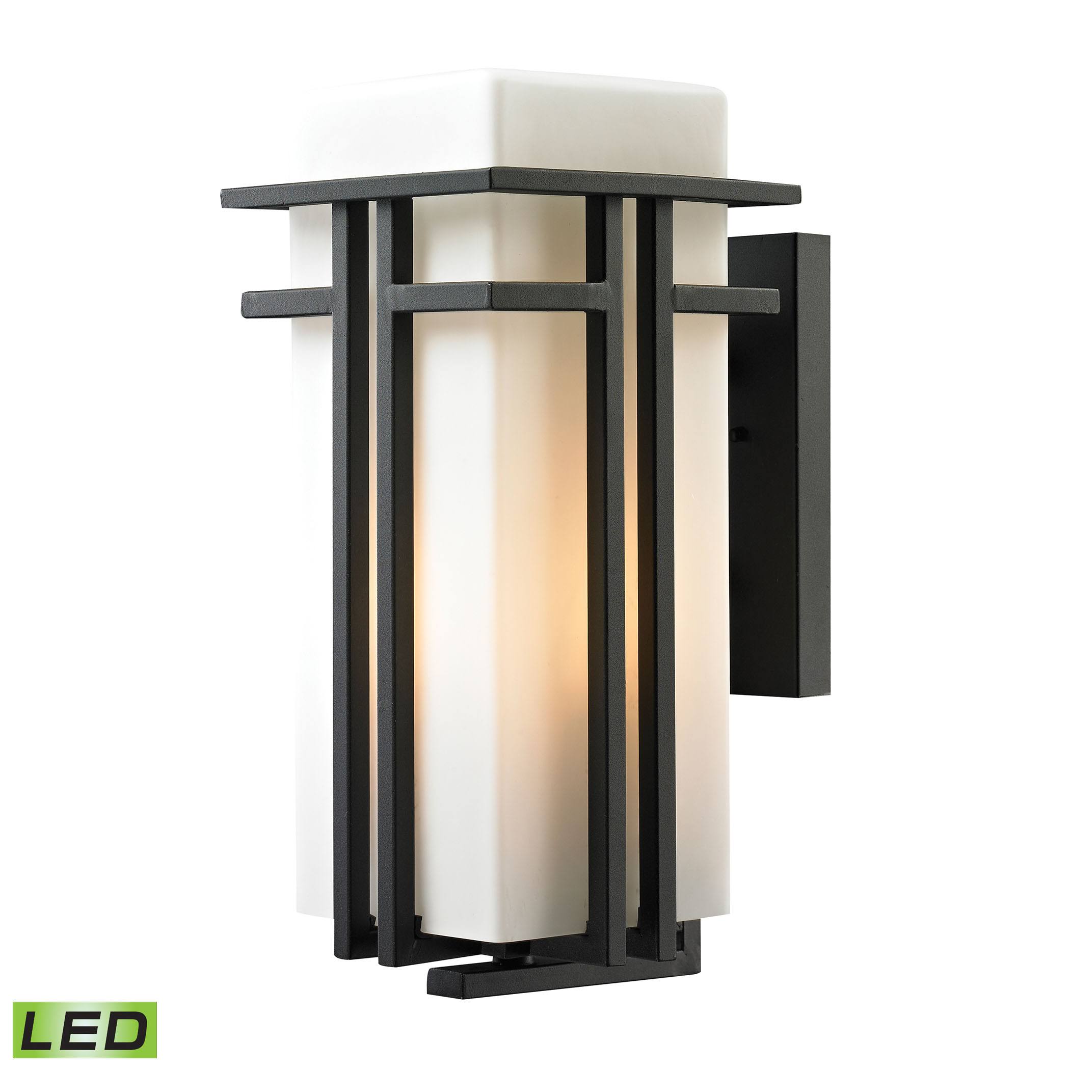 Elk Lighting Croftwell 1 Light Outdoor LED Sconce in Textured Matte Black 45085/1