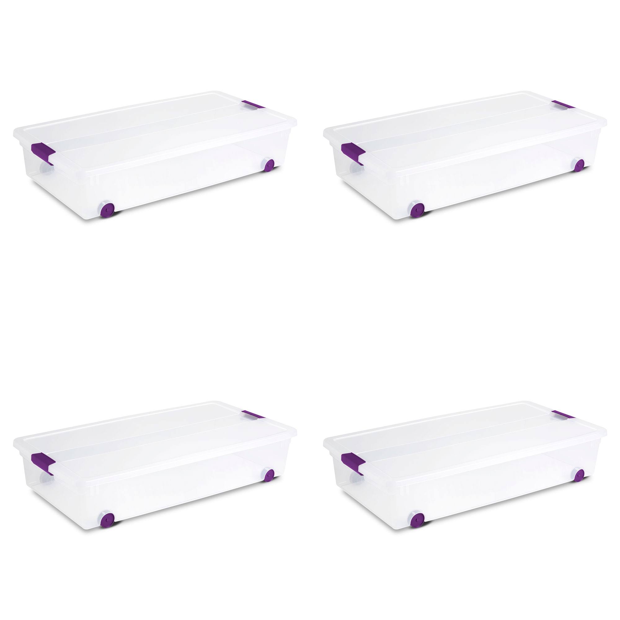 Sterilite 17611704 60 Quart Clearview Latch Lid Wheeled Underbed Box (4 Pack)