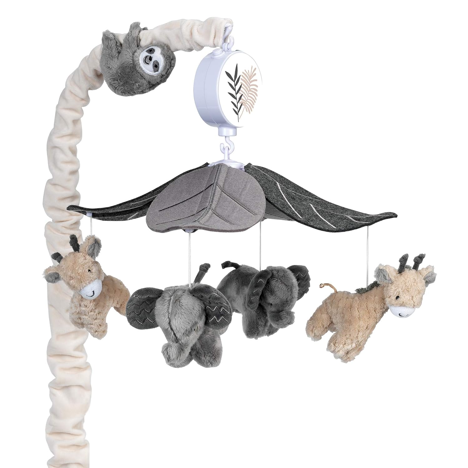 Lambs & Ivy Baby Jungle Animals Gray/Tan Musical Crib Mobile Soother Toy Pack of 2