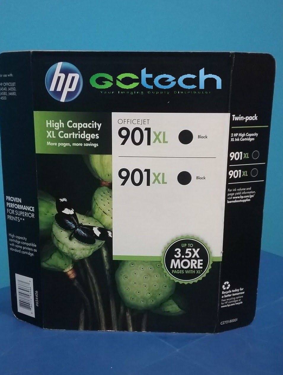 HP 901XL High Yield Ink Cartridge, Black, 2-Pack
