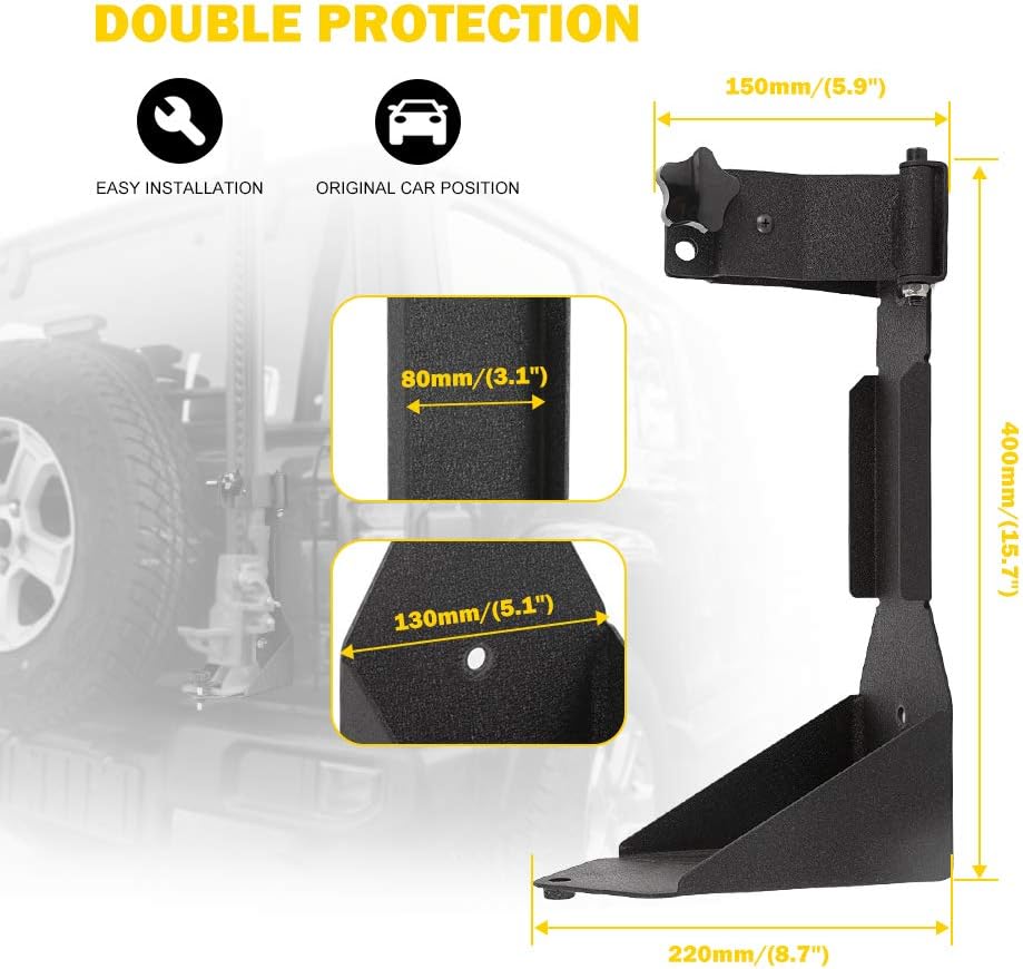 AUXMART High Lift Jack Mount Rear HIGH Lift Jack Mount for 2018 2019 2020 2021 Jeep Wrangler JL Off-Road Tailgate Jack Bracket Rear High Lift Mounting Kit (Not for JK)