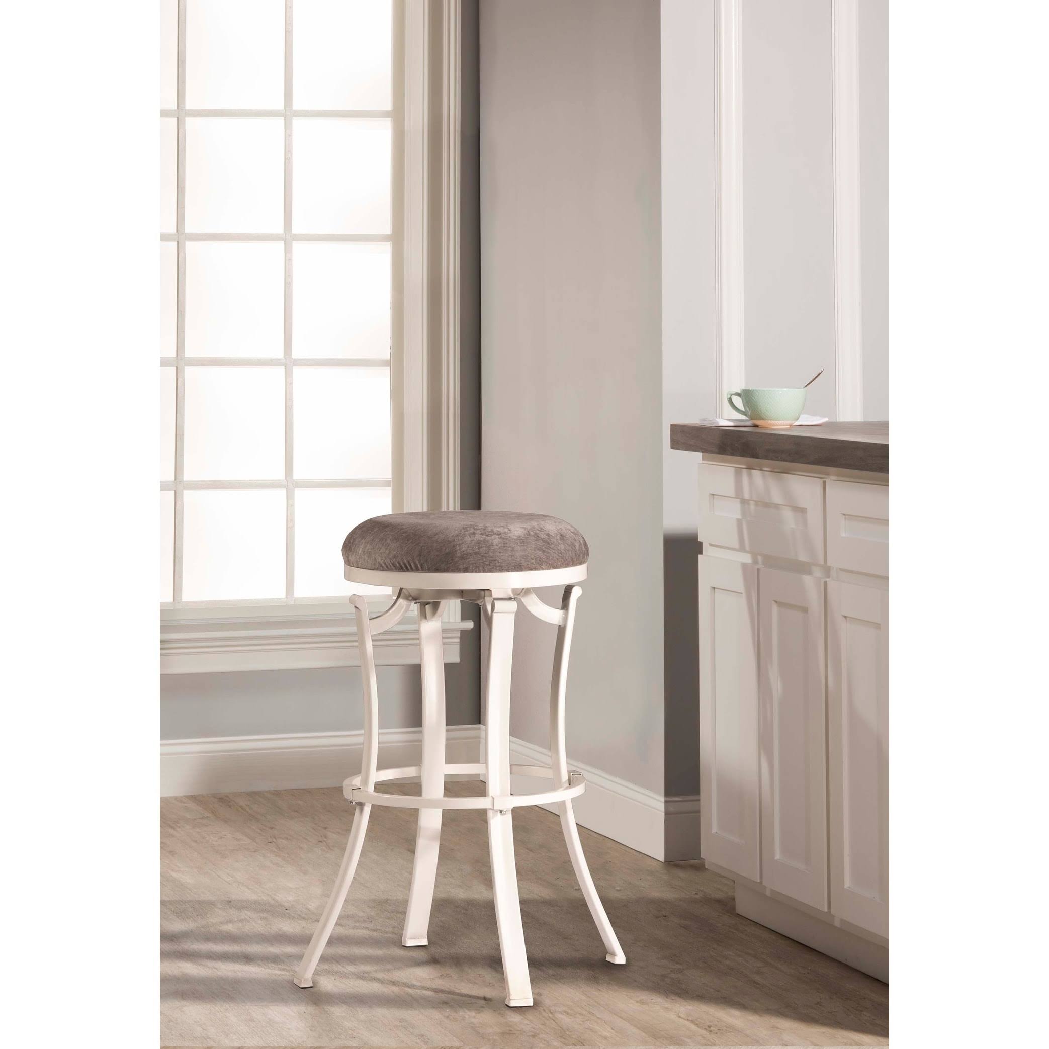 Copper Grove Gerbera Swivel Backless White Bar Stool