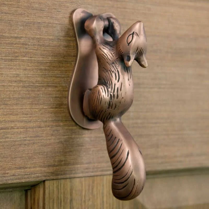 Signature Hardware 914875 Squirrel 6-1/2 inch Tall Solid Brass Door Knocker Antique Copper Door Accessory Door Knocker Designer