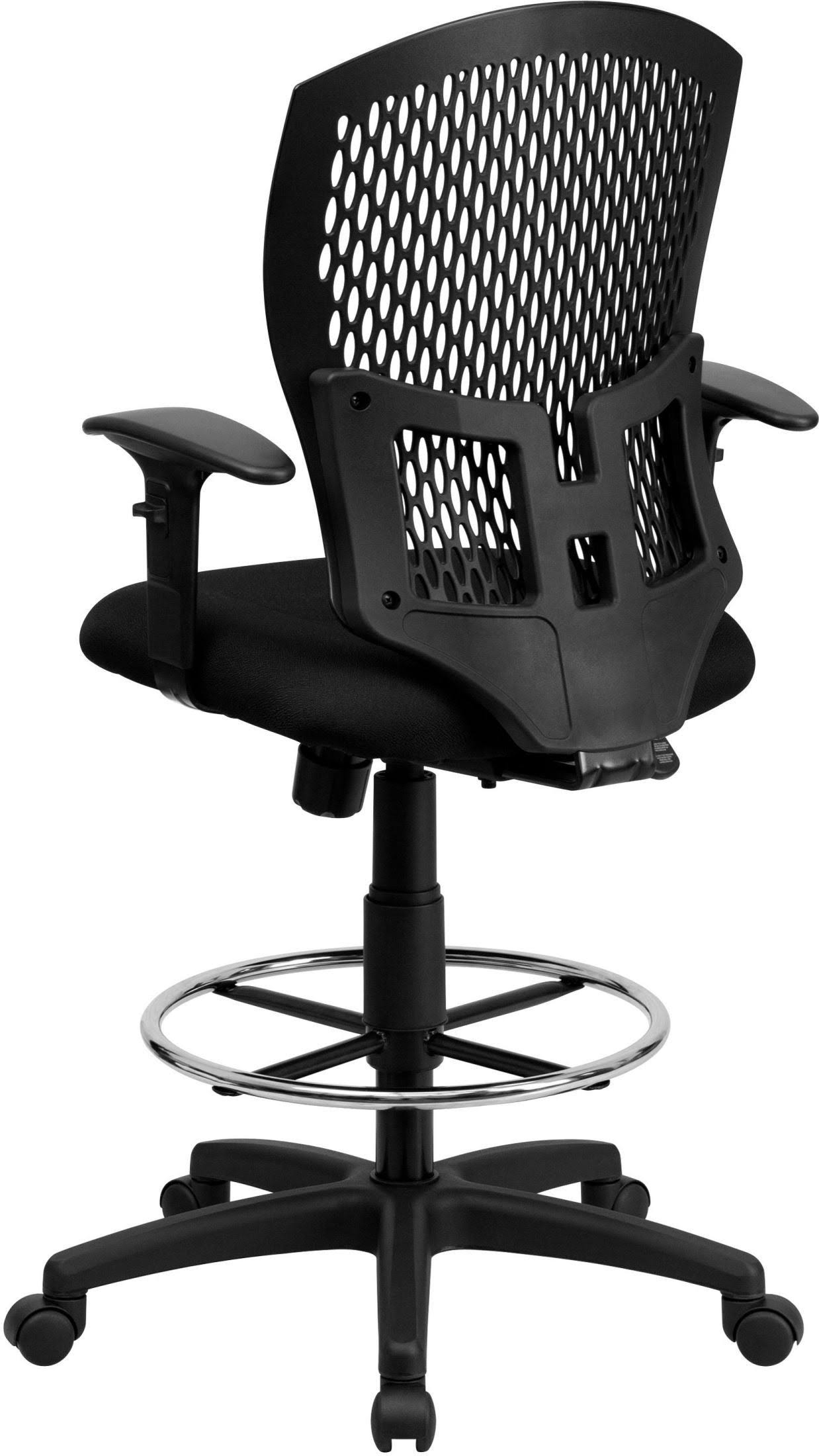 Flash Furniture Mid-Back Designer Back Drafting Chair with Fabric Seat u0026 Adjustable Arms