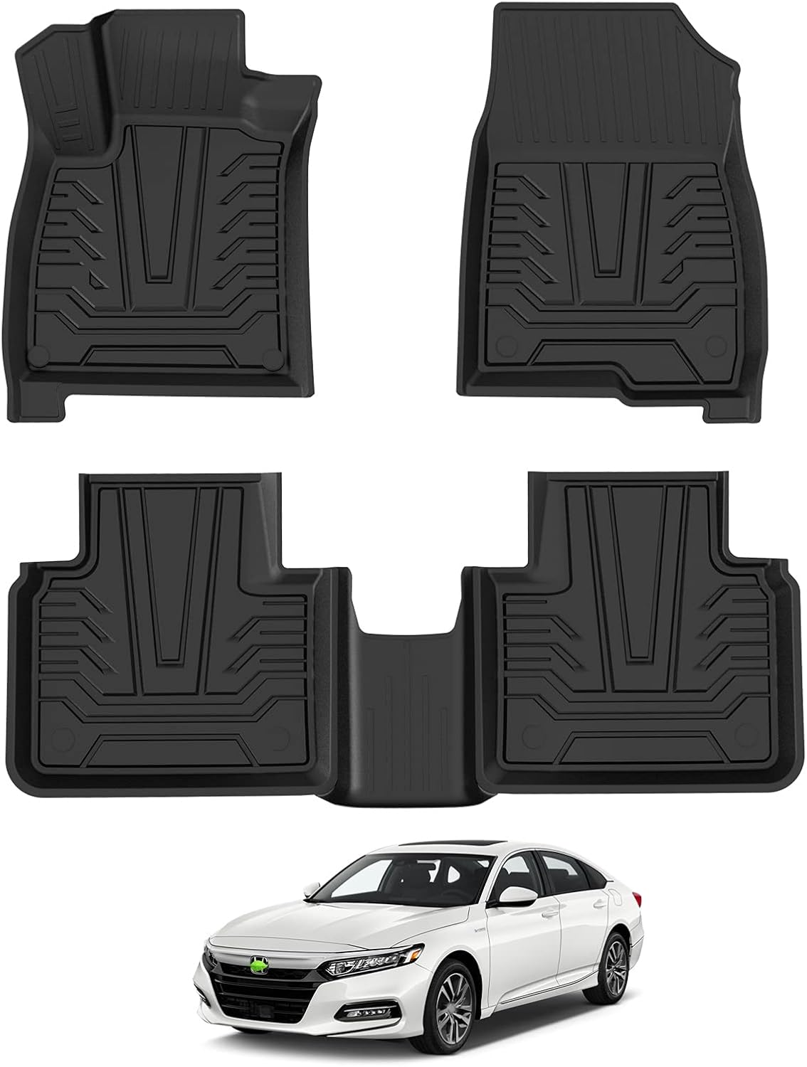 T TGBROS Car Floor Mats for Honda Accord 2018 2019 2020 2021 Custom Fit All-Weather Floor Mat Liners Front & Rear Row Full Set Liner Non-Slip TPE Odourless