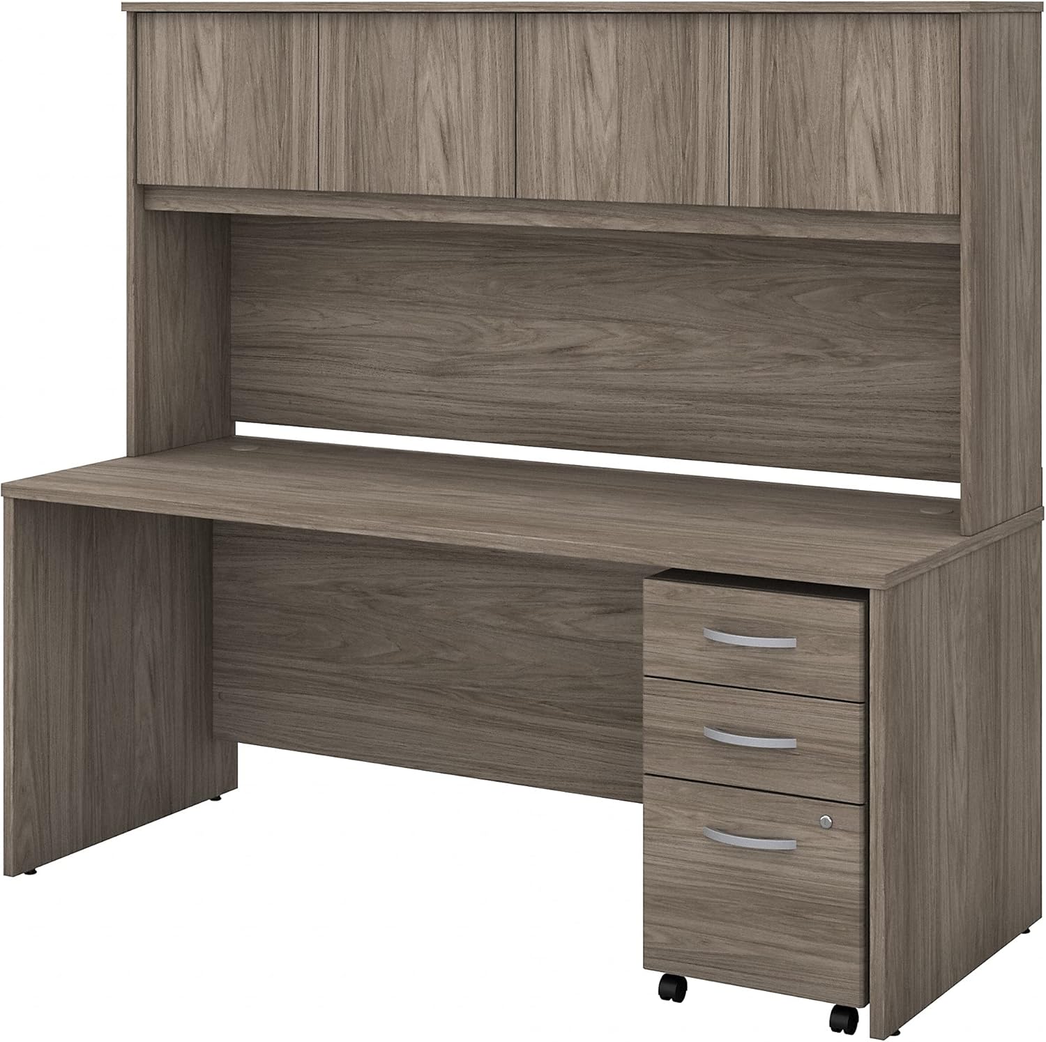 Bush Business Furniture Studio C Office Desk with Hutch and Mobile File Cabinet, 72W x 30D, Black Walnut