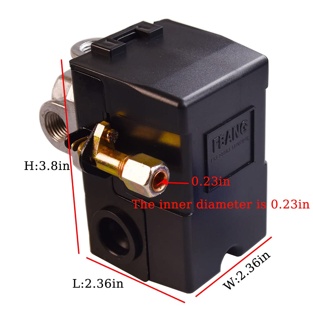 Air Compressor Pressure Switch Control 95-125 PSI 4-Port with Unloader 1/4-95-125 Pack of 2