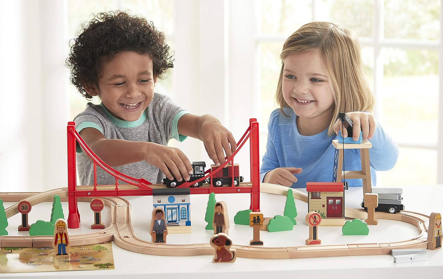 Imaginarium Mega Wooden Train Set, for Ages 3-6, 80 Pieces Pack of 2