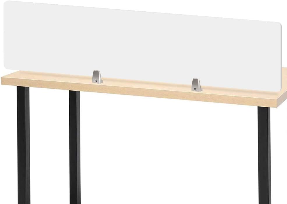 Owfeel 47” L× 18” Acoustic Desk Divider Frosted Desktop Mounted Privacy Panel, Reduce Noise & Visual Distractions for Offices, Libraries, Classrooms (Not Include Clip)
