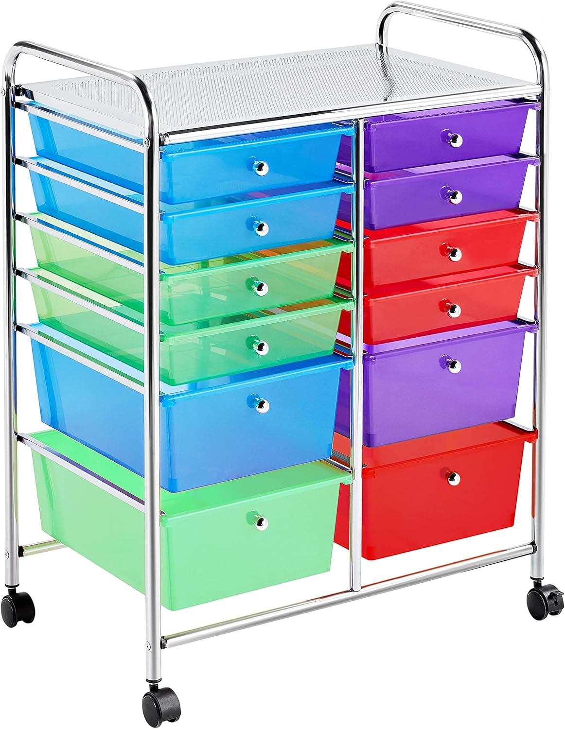 Yaheetech 12 Drawers Rolling Storage Cart Multipurpose Movable Organizer Cart Storage Bin Trolley Tools Scrapbook Paper Organizer on Wheels, Black