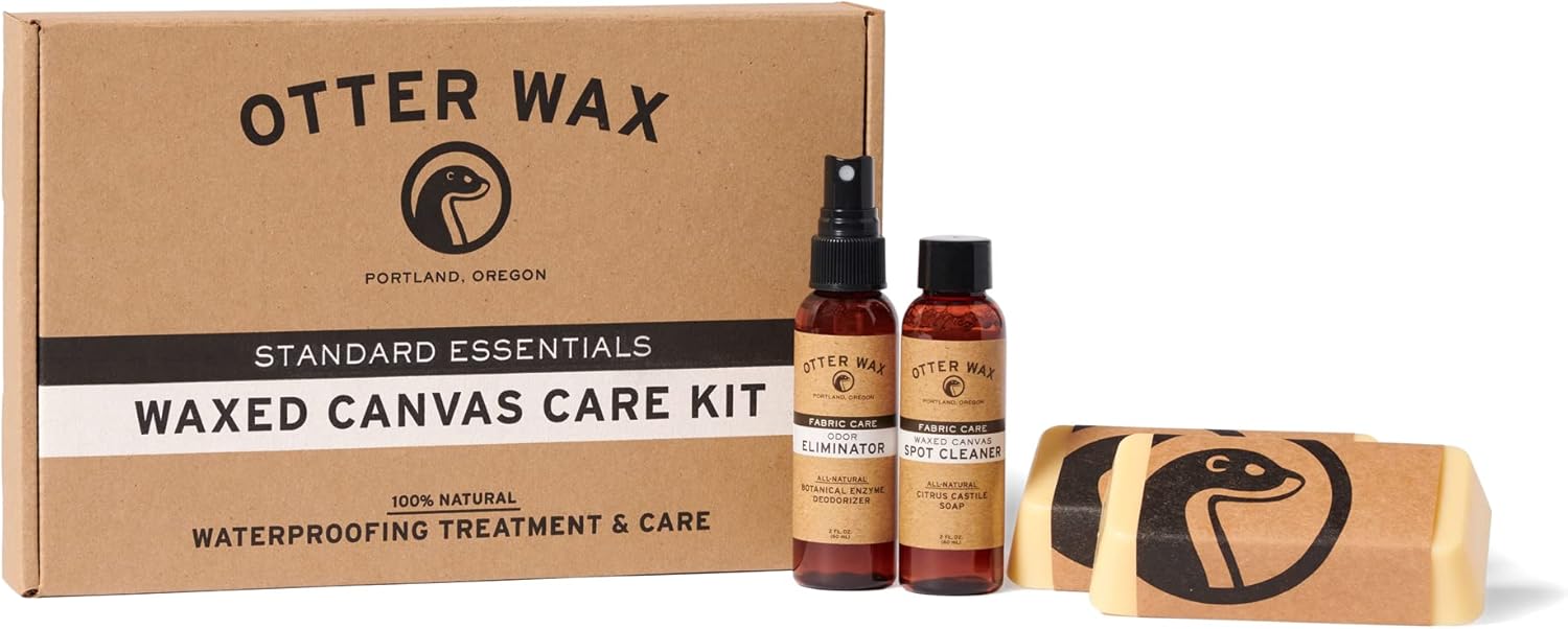 Waxed Canvas Care Kit by Otter Wax | Durable Rain Protection | Made in the USA | Waterproof Canvas and Fabric, Shoes, Hats, Jackets, Bags, Outdoor Gear, Clothing | Naturally Effective Beeswax Waterproofer