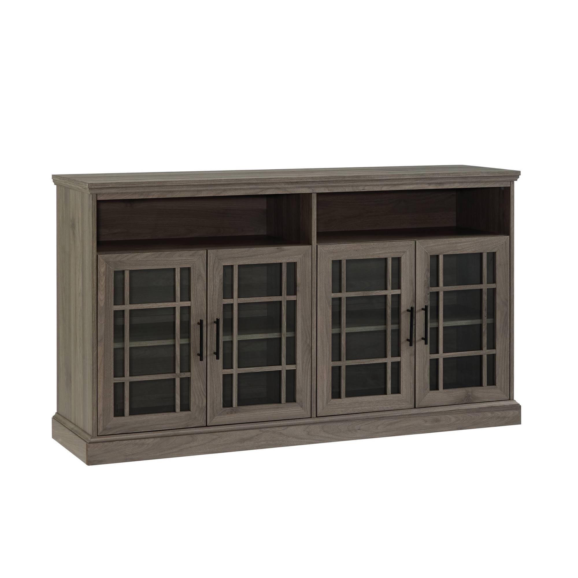 Ellen Transitional 4 Door Windowpane TV Stand for TVs Up to 65x22 Slate Gray - Saracina Home