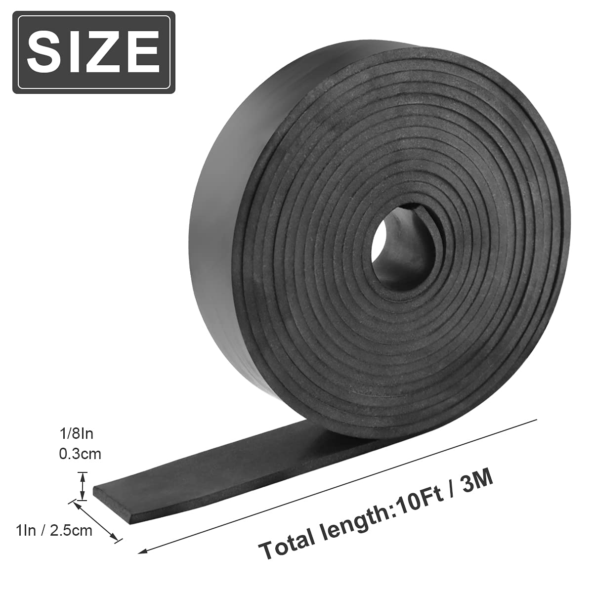 Neoprene Rubber Strips Sheets Rolls, Solid Rubber Pad for Crafts, DIY Gaskets, Supports, Anti-Vibration, Anti-Slip, Sealing, Leveling, Flooring, Surface Protection (1